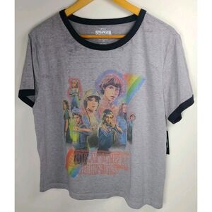 Stranger Things Juniors XXL Graphic Ringer T-Shirt NWT Netflix‎ Crew Retro 80s